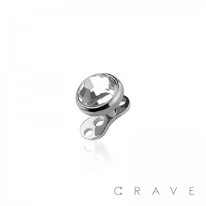 FLAT GEM HEAD AND BASE DERMAL SET 316L SURGICAL STAINLESS STEEL